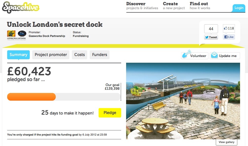 Spacehiveで資金調達中のプロジェクト「Unlock London's secret dock」