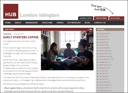 「Happiness Architect」がHub Islingtonで開催しているストーリーテリング朝会「Early Starters Coffee」